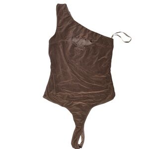 Brown One-Shoulder One Piece size small women’s
